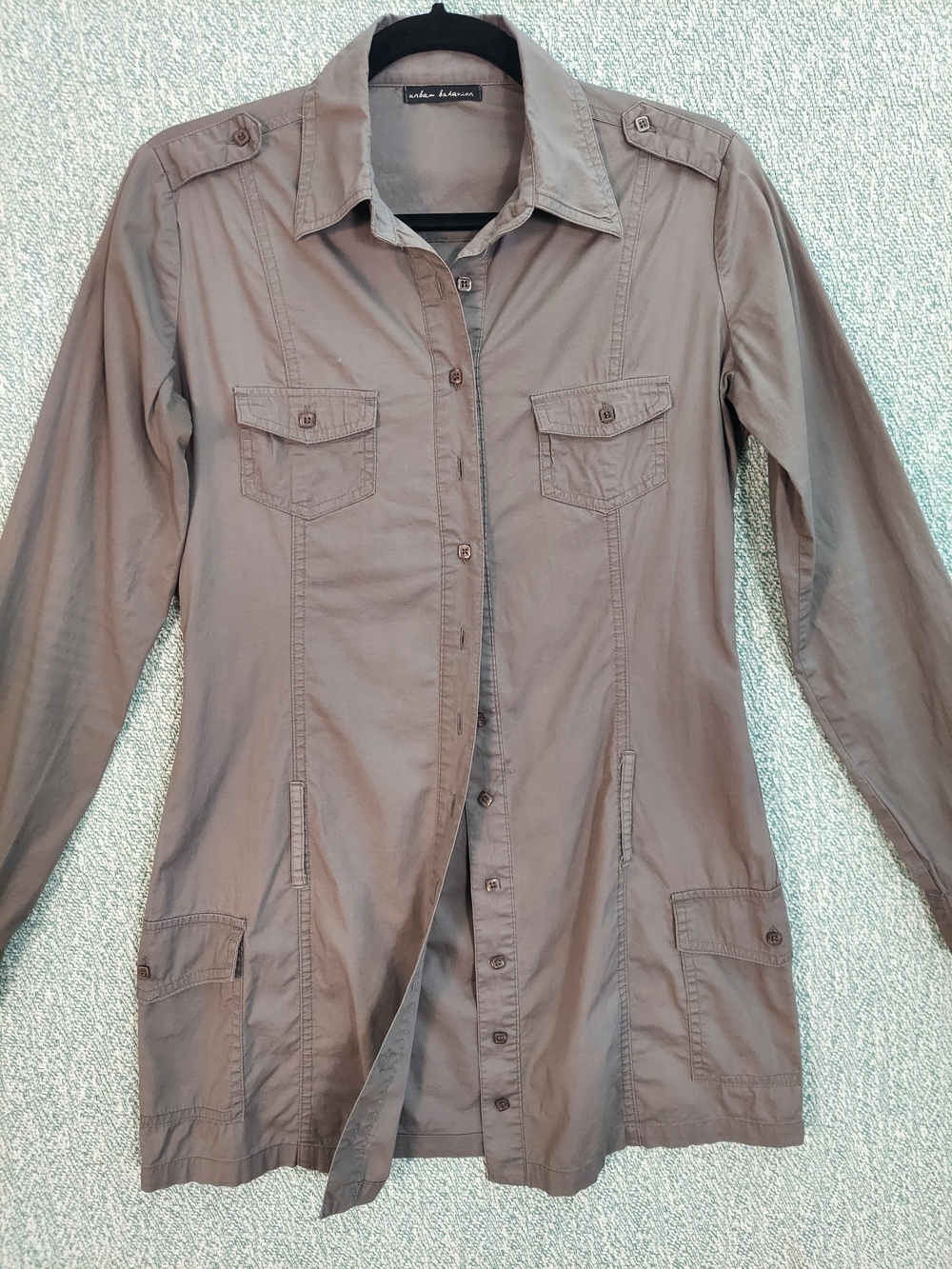 Urban Behavior Long-Sleeve Button Front Jacket Dress - Brown
